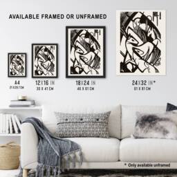 "Artery8 Horses 1912 Abstract Painting Franz Marc Vintage Wall Art Print Poster in White - Size: W12"" x H16""" - thumbnail 3