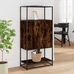 Berkfield Home Highboard Smoked Oak 68x35x139 cm Engineered Wood & Metal in Brown - Size: 68 x 35 x 139 cm - thumbnail 3