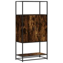 Berkfield Home Highboard Smoked Oak 68x35x139 cm Engineered Wood & Metal in Brown - Size: 68 x 35 x 139 cm - thumbnail 2