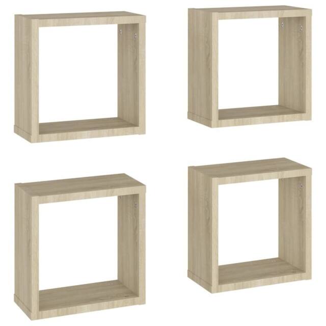 Berkfield Home Wall Cube Shelves 4 pcs Sonoma Oak 30x15x30 cm in Light Tan - Size: 30 x 15 x 30 cm - image 1