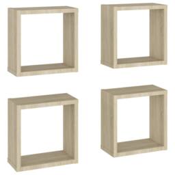 Berkfield Home Wall Cube Shelves 4 pcs Sonoma Oak 30x15x30 cm in Light Tan - Size: 30 x 15 x 30 cm