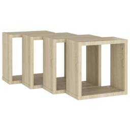 Berkfield Home Wall Cube Shelves 4 pcs Sonoma Oak 30x15x30 cm in Light Tan - Size: 30 x 15 x 30 cm - thumbnail 5