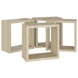 Berkfield Home Wall Cube Shelves 4 pcs Sonoma Oak 30x15x30 cm in Light Tan - Size: 30 x 15 x 30 cm - thumbnail 6