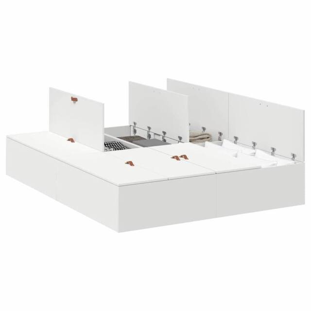 Berkfield Home Stunning Bed Frame White MDF 140 x 200 cm Storage Bed Frame Recta - image 1