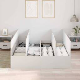Berkfield Home Stunning Bed Frame White MDF 140 x 200 cm Storage Bed Frame Recta - thumbnail 4