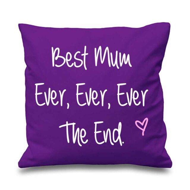 60 SECOND MAKEOVER Best Mum Ever Ever Ever The End Cushion Cover in Purple - Size: 40 cm x 40 cm