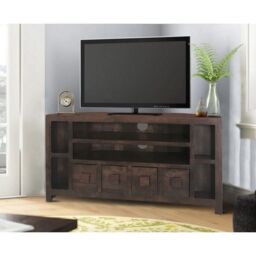 Jaipur Furniture Ltd Plus Corner TV Unit - Mango Wood - L43 x W104 x H55 cm - Dark Finish in Brown - thumbnail 2
