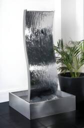 Primrose Double Sided Stainless Steel Outdoor Water feature with Reservoir 130cm in Metallic Silver - thumbnail 1