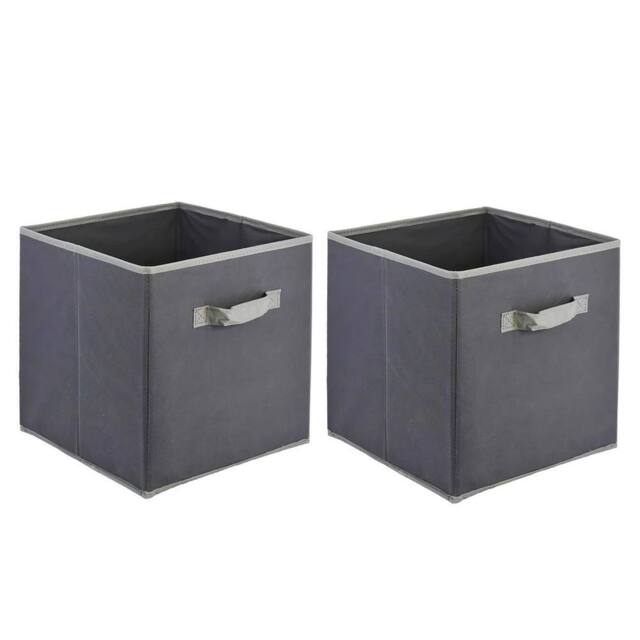 NESTLUNE Set of 2 Fabric Foldable Square Storage Boxes in Grey - image 1