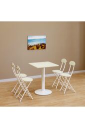 Living and Home 60 x 60cm Square Dining Table Coffee Table with Metal Base in White - Size: 60 x 60 cm - thumbnail 2