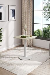 Living and Home 60 x 60cm Square Dining Table Coffee Table with Metal Base in White - Size: 60 x 60 cm - thumbnail 3