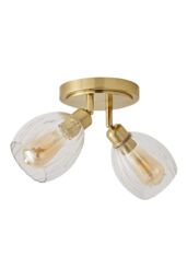 ValueLights Cheltenham 2 Way Ribbed Glass Adjustable Spotlight Flush Ceiling Light in Gold - thumbnail 6