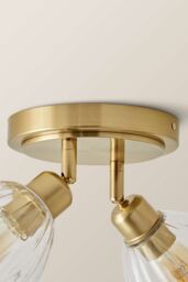 ValueLights Cheltenham 2 Way Ribbed Glass Adjustable Spotlight Flush Ceiling Light in Gold - thumbnail 5