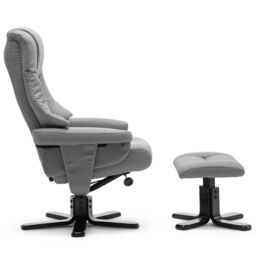 More4Homes Sorento Swivel Recliner Linen Fabric Chair w Footstool Armchair Grey - thumbnail 3