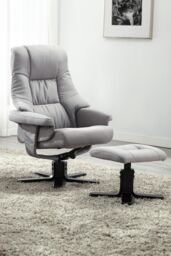 More4Homes Sorento Swivel Recliner Linen Fabric Chair w Footstool Armchair Grey