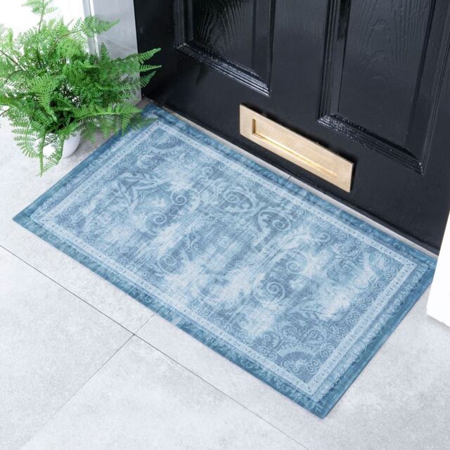 Artsy Mats Faded Blue Persian Style Indoor & Outdoor Doormat - 70x40cm - Size: 40 cm x 70 cm - image 1