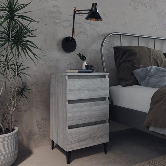 Berkfield Home Bed Cabinet with Metal Legs Grey Sonoma 40x35x69 cm - Size: 40 x 35 x 69 cm - image 1