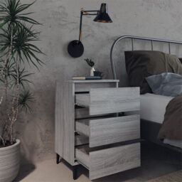 Berkfield Home Bed Cabinet with Metal Legs Grey Sonoma 40x35x69 cm - Size: 40 x 35 x 69 cm - thumbnail 6