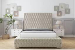 "Comfort Beds Ambassador Plush Bed Frame - 50"" Upholstered Headboard in Cream - Size: Single" - thumbnail 2