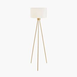 Ruma Minimalist Metal Tripod Floor Lamp For Living Room Black Shade in Gold - thumbnail 2