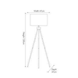 Ruma Minimalist Metal Tripod Floor Lamp For Living Room Black Shade in Gold - thumbnail 6