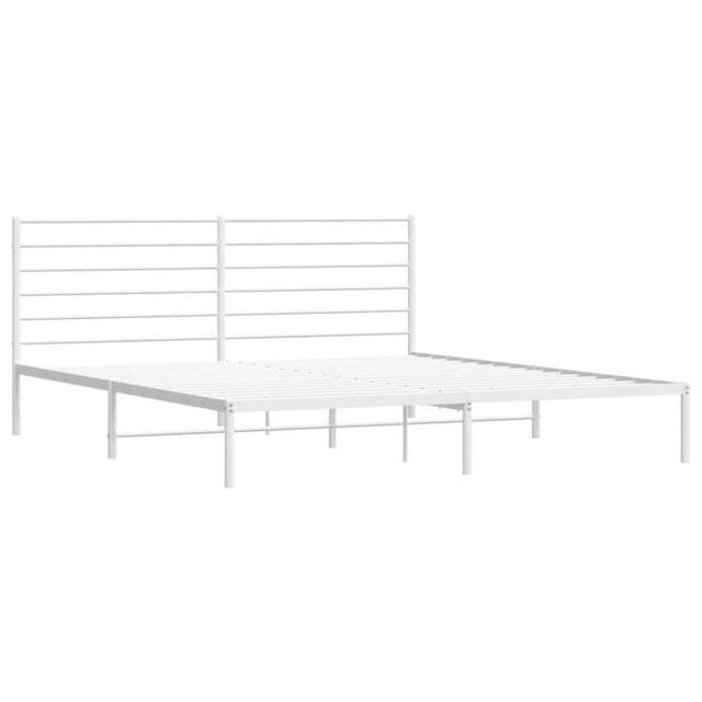 Berkfield Home Metal Bed Frame with Headboard White 180x200 cm Super King - image 1