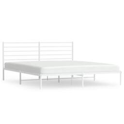 Berkfield Home Metal Bed Frame with Headboard White 180x200 cm Super King - thumbnail 3