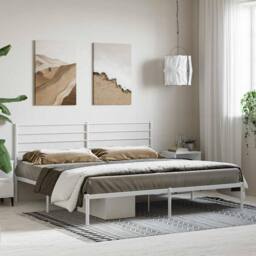 Berkfield Home Metal Bed Frame with Headboard White 180x200 cm Super King - thumbnail 4