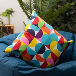 icon 4PK Cushion 43x43cm Circluar Geo, Aqua Back - Size: 43x43 cm - thumbnail 2