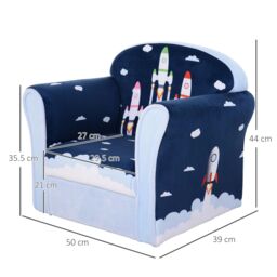 HOMCOM Children Chair Armchair Single Sofa Seat Kids Furniture 18M+ 45kg in Blue - thumbnail 3