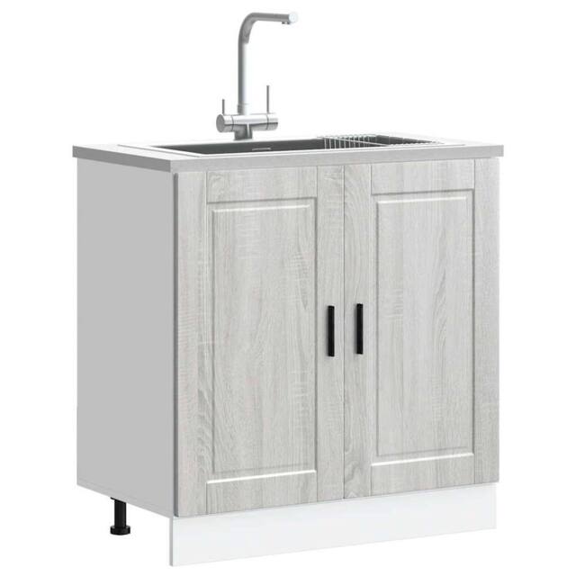 "Berkfield Home Sink Base Cabinet¬†""Porto"" Grey Sonoma 80x46x81.5 cm¬†Engineered Wood - Size: 80x46x81.5 cm" - image 1