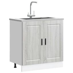 "Berkfield Home Sink Base Cabinet¬†""Porto"" Grey Sonoma 80x46x81.5 cm¬†Engineered Wood - Size: 80x46x81.5 cm" - thumbnail 1