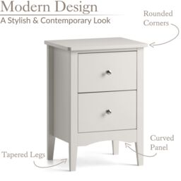 Christow Natural Bedside Table 2 Drawer Slim Bedroom Nightstand Storage Cabinet Unit in Brown - thumbnail 6