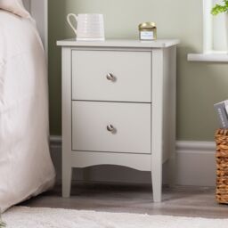 Christow Natural Bedside Table 2 Drawer Slim Bedroom Nightstand Storage Cabinet Unit in Brown - thumbnail 1