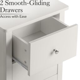 Christow Natural Bedside Table 2 Drawer Slim Bedroom Nightstand Storage Cabinet Unit in Brown - thumbnail 5