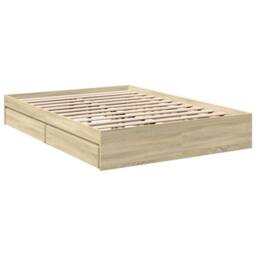 Berkfield Home Bed Frame with Drawers without Mattress Sonoma Oak 140x190 cm in Light Tan - thumbnail 6