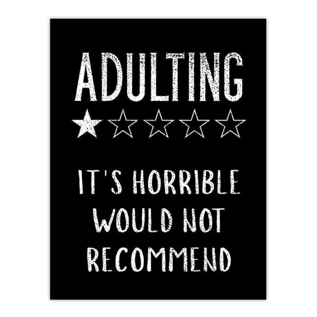 "Artery8 Adulting One Star Would Not Recommend Funny Wall Art Print in Black - Size: W12"" x H16""" - image 1