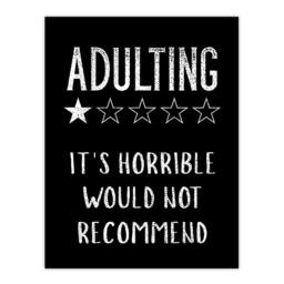 "Artery8 Adulting One Star Would Not Recommend Funny Wall Art Print in Black - Size: W12"" x H16""" - thumbnail 1