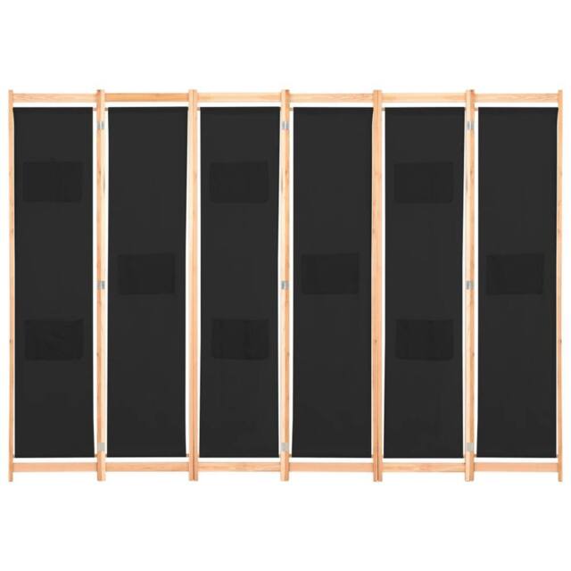 Berkfield Home 6-Panel Room Divider Black 240x170x4 cm Fabric - Size: 240 x 170 x 4 cm - image 1