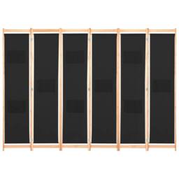 Berkfield Home 6-Panel Room Divider Black 240x170x4 cm Fabric - Size: 240 x 170 x 4 cm - thumbnail 1