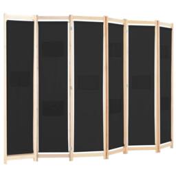 Berkfield Home 6-Panel Room Divider Black 240x170x4 cm Fabric - Size: 240 x 170 x 4 cm - thumbnail 3