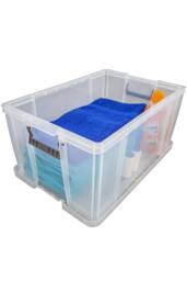 Whitefurze Set of 4 Allstore Storage Box with Lid & Silver Clamp - Clear - thumbnail 4