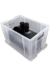 Whitefurze Set of 4 Allstore Storage Box with Lid & Silver Clamp - Clear - thumbnail 5