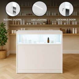 Monstershop LED Retail Shop Counter B900 - White - thumbnail 2