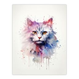 "Artery8 Wall Art Print Persian Cat Lovers Gift Watercolour Pet Portrait Painting Artwork Poster - Size: W24"" x H32""" - thumbnail 1