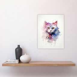 "Artery8 Wall Art Print Persian Cat Lovers Gift Watercolour Pet Portrait Painting Artwork Poster - Size: W24"" x H32""" - thumbnail 4