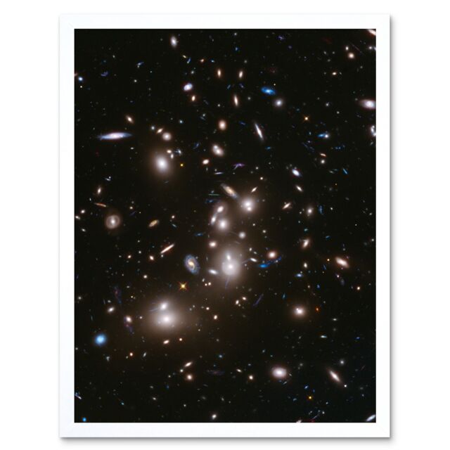 Artery8 Wall Art Print Hubble Space Astronomy Frontier Field Abell 2744 Deep Picture Of Pandora's Galaxy Cluster Evolution After Big Bang Art Framed - image 1