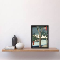 "Artery8 Paulownia Plantation At Akasaka Framed Wall Art Print Utagawa Hiroshige in Green - Size: W12"" x H16""" - thumbnail 4