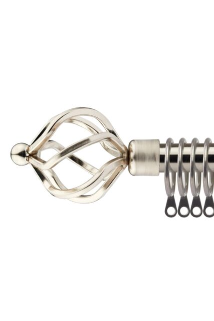 New Edge Blinds 16-19mm Cage Extendable Durable Metal Curtain Pole Set in Silver - Size: 120 cm - 210 cm - image 1