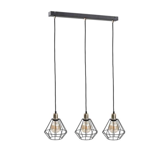 Netlighting Foskal Bar Pendant Ceiling Light Gold 60cm 3x E27 in Black